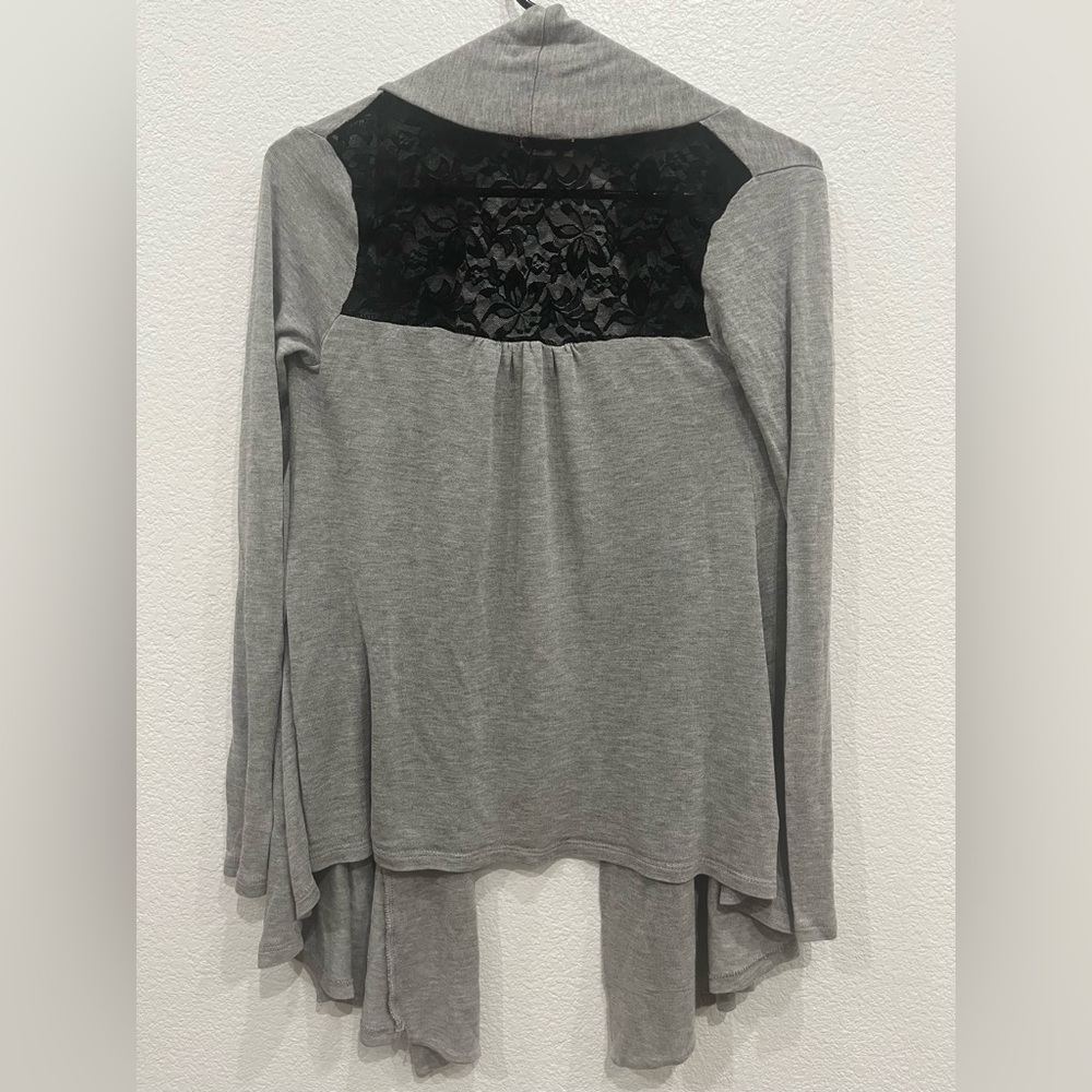 Docal Size S Grey & Black Embellished Open Front Cardigan. - Picture 6 of 11